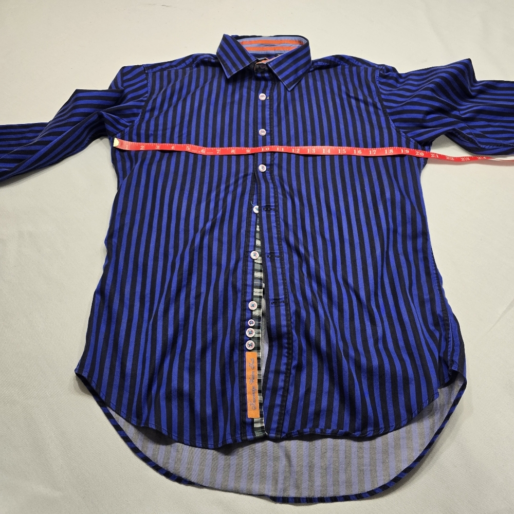 Robert Graham Striped Button Up Dress Shirt Mens Size Medium Flip Cuff - Picture 3 of 5